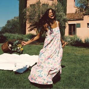 SKATIE 'Leo' Dress Satin in Bouquet Print - Size Medium